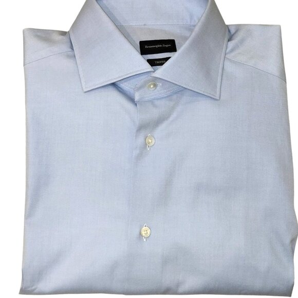 Ermenegildo Zegna Trofeo Men's, Long sleeve, Light blue dress shirt size 43/17 - Picture 1 of 11